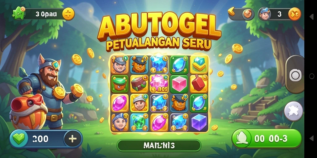 Tampilan gameplay <strong>ABUTOGEL</strong> yang seru dalam aksi Match-3.