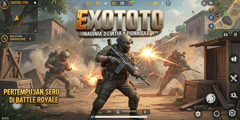 Gambaran aksi seru dalam permainan EXOTOTO Battle Royale.