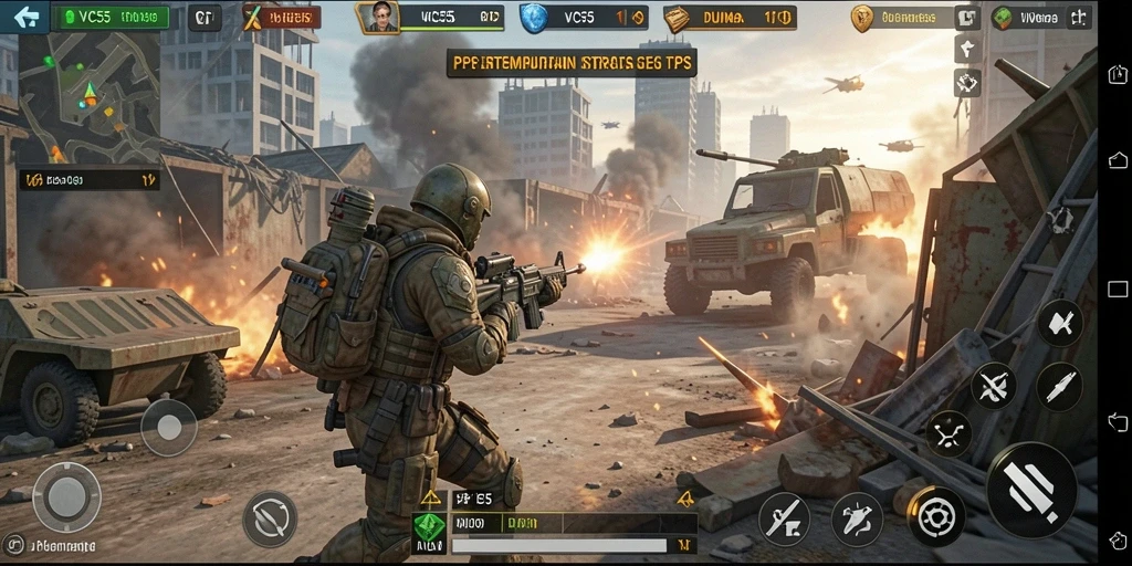 Tampilan seru gameplay VC55 dengan aksi pertempuran TPS yang menarik.